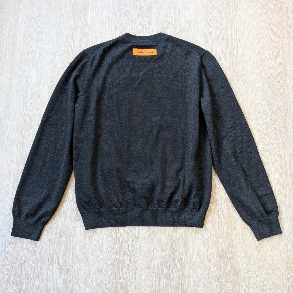 Louis Vuitton Sweater Mens XL Virgil Abloh Reverse Label Charcoal Wool Blend